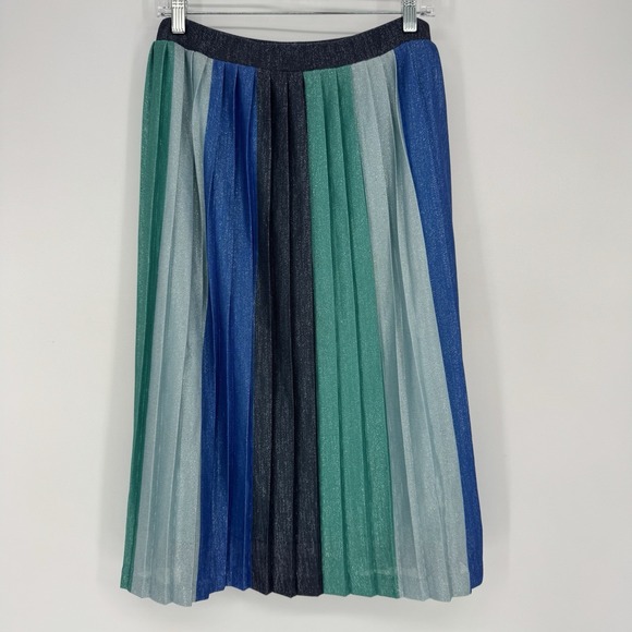 Anthropologie Dresses & Skirts - Anthropologie Maeve Metallic Sunburst Pleated Midi Skirt Blue Green Women Size S